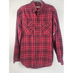 Men's Duluth Trading Co., szM flannel double breastfed button down shirt, red